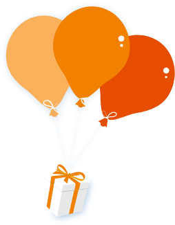 cadeau volant avec des ballons