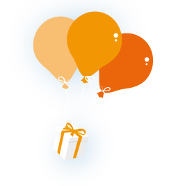 cadeau volant avec des ballons